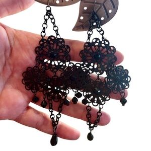 Vintage Women's Boho Black Chandelier Dangle Earrings